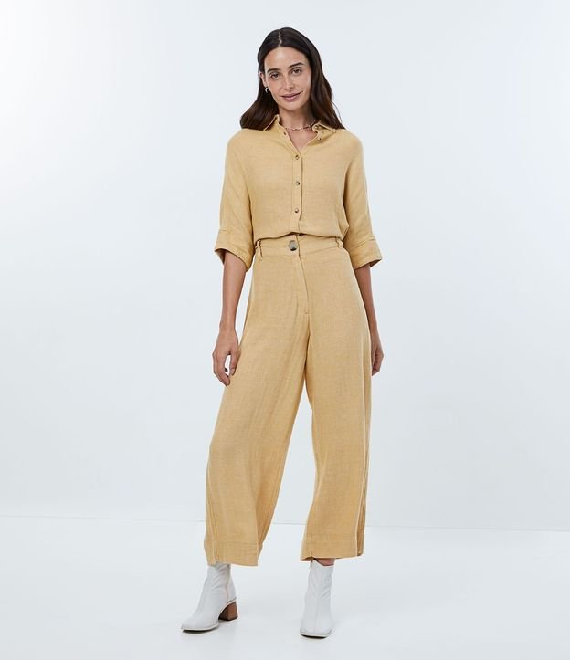 Pantalón Pantalona en Viscolino con Cintura Ancha