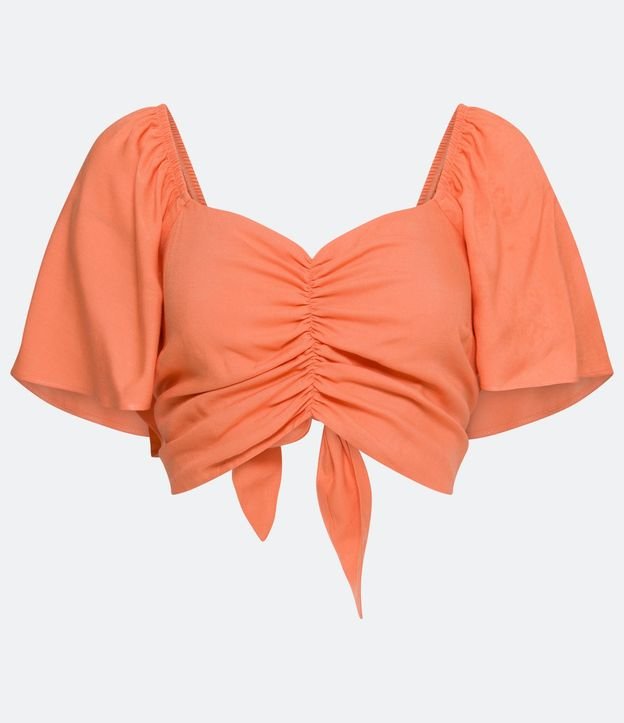 Blusa Cropped en Viscosa con Pliega Frontal y Amarre en la Espalda 5