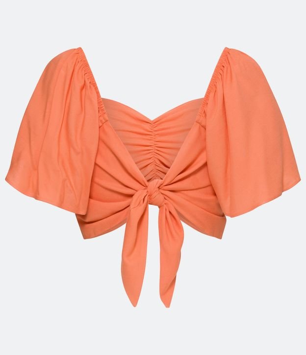 Blusa Cropped en Viscosa con Pliega Frontal y Amarre en la Espalda 6
