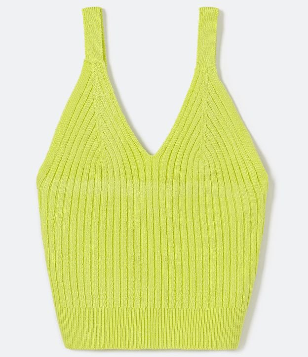 Blusa Corta de Punto Acanalado con Escote V y Tirantes Médios 7