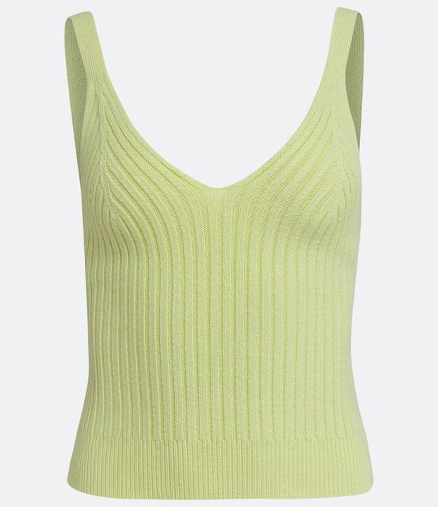 Blusa Corta de Punto Acanalado con Escote V y Tirantes Médios 8