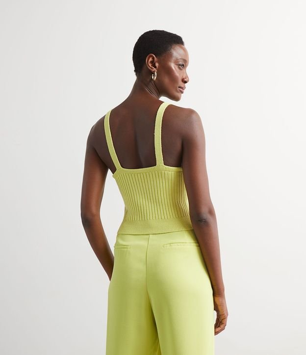 Blusa Corta de Punto Acanalado con Escote V y Tirantes Médios 2