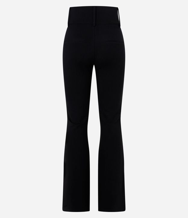 Pantalón Flare Básica en Punto Roma con Botones y Cintura Ancha 9