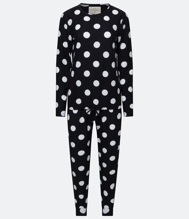 Pijama Largo con Estampado Lunares y Amarre en la Barra de la Blusa 5