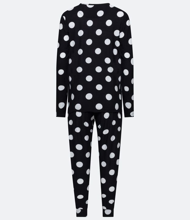 Pijama Largo con Estampado Lunares y Amarre en la Barra de la Blusa 6