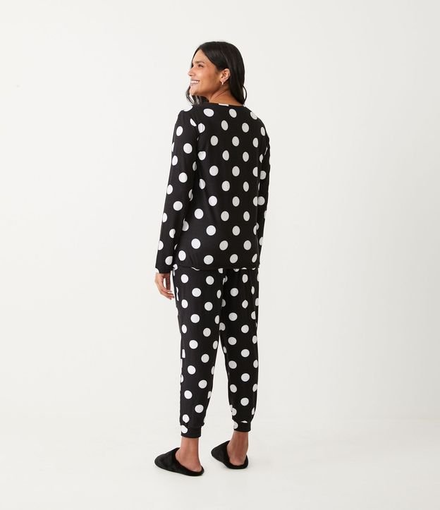 Pijama Largo con Estampado Lunares y Amarre en la Barra de la Blusa 2