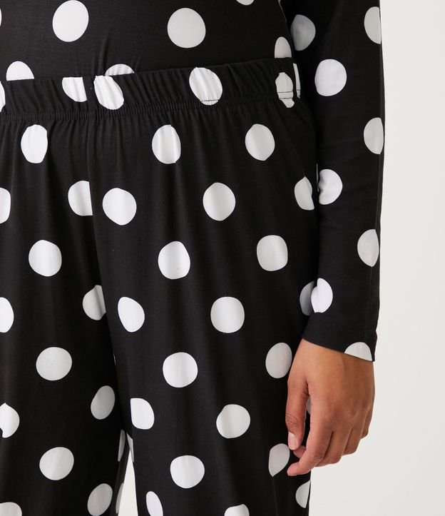 Pijama Largo con Estampado Lunares y Amarre en la Barra de la Blusa 4