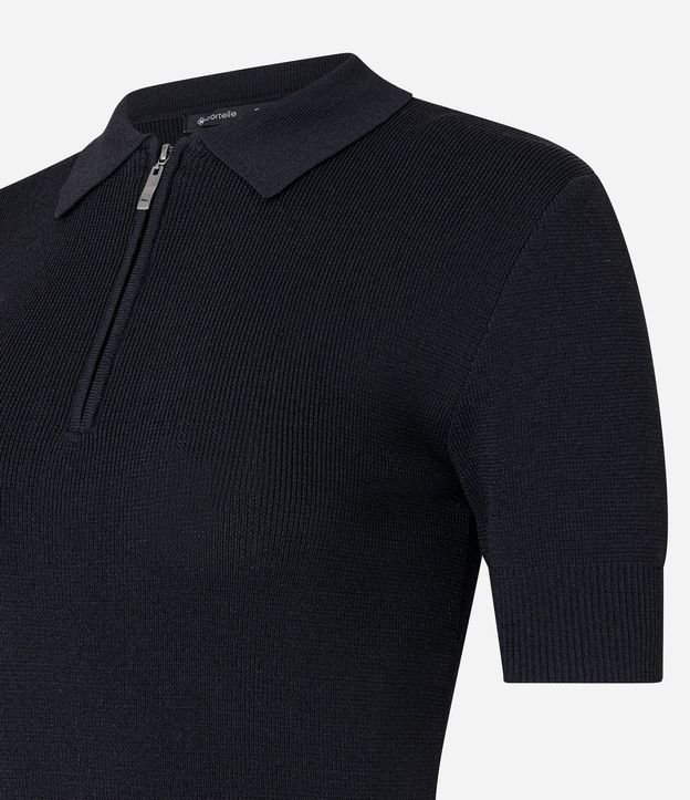 Blusa en Tejido de Punto con Mangas Cortas Cremallera en el Cuello 2