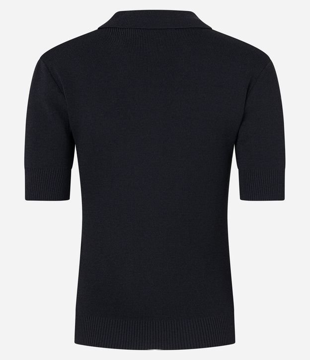 Blusa en Tejido de Punto con Mangas Cortas Cremallera en el Cuello 3