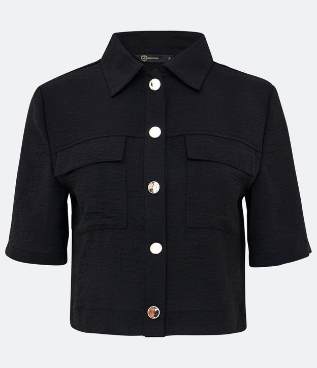 Camisa con Manga Corta y Bolsillos Delanteros Sin Estampado 5