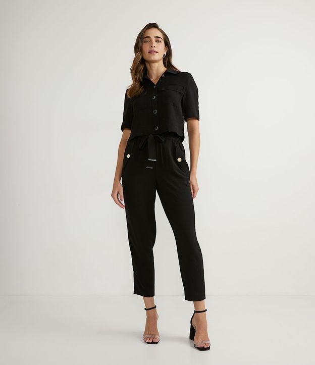 Camisa con Manga Corta y Bolsillos Delanteros Sin Estampado 4