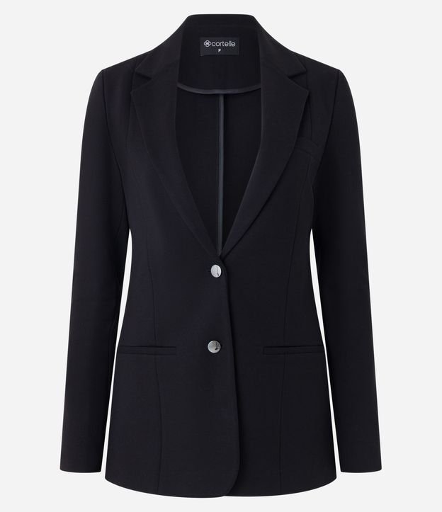 Blazer Slim Alargado en Punto Roma con Bolsillos Embutidos 6