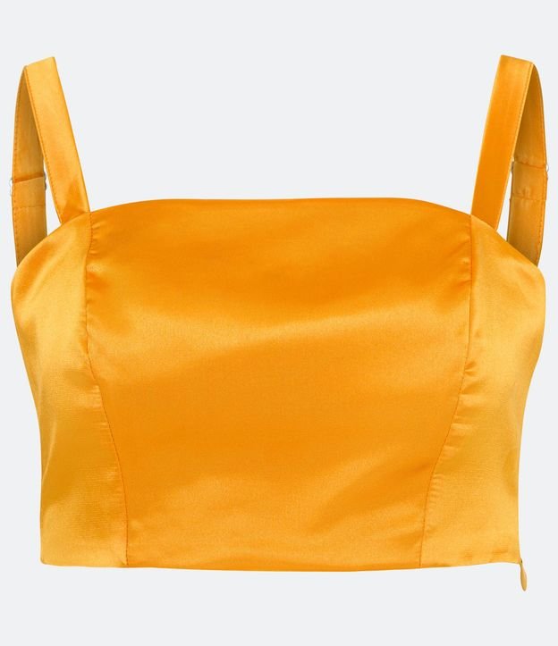Blusa Super Cropped en Satín con Tirantes Finos y Sin Estampado 5