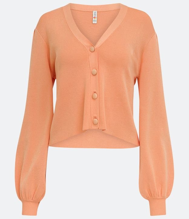 Chaqueta Corta de Punto con Manga Abullonada y Botones Forrados 5