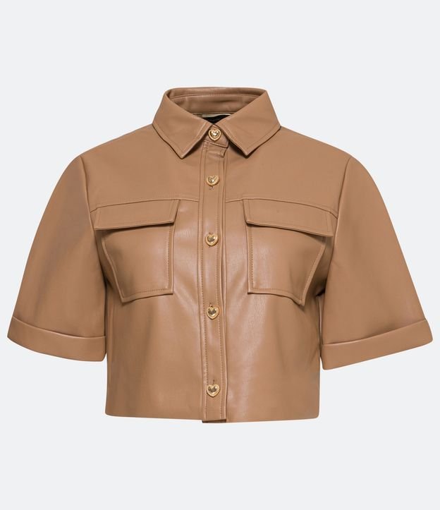 Camisa en Material Sintético con Botones de Corazón 6