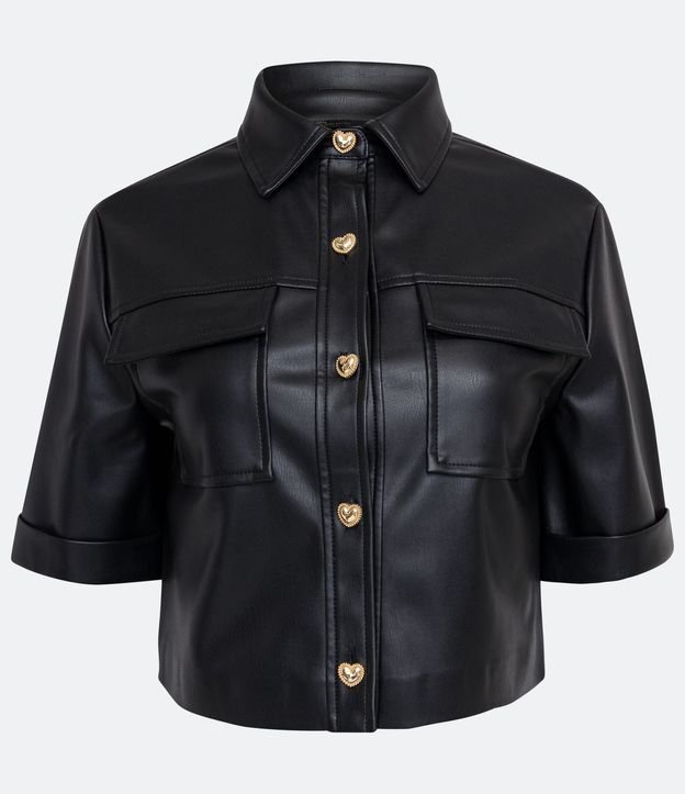 Camisa en Material Sintético con Botones de Corazón 8