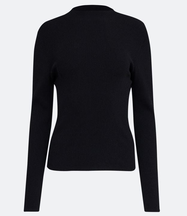 Blusa Básica en Tejido de Punto Acanalada con Cuello Alto 5