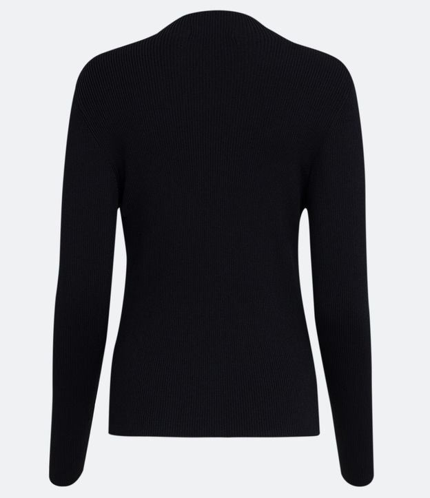 Blusa Básica en Tejido de Punto Acanalada con Cuello Alto 6