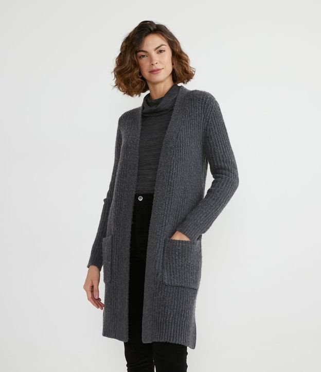 Cardigan Alargado con Bolsillos Delanteros