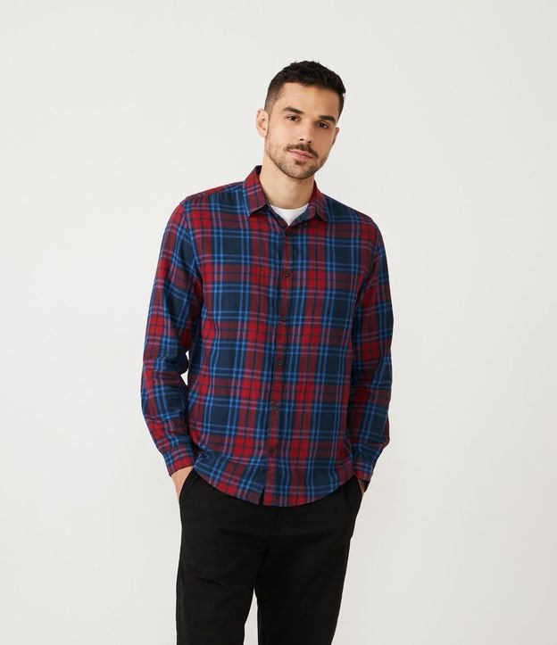 Camisa Comfort de Cuadros en Franela con Manga Larga