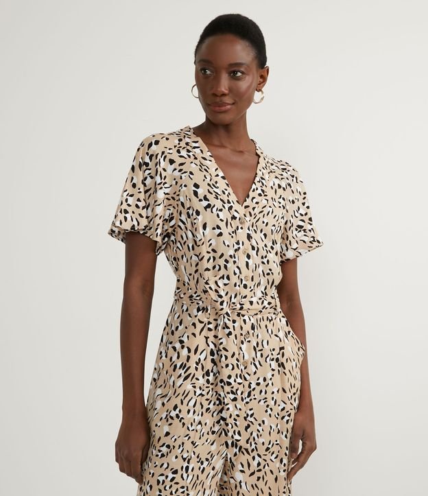 Mono en Viscosa con Estampado Animal Print Jaguar y Cinturón 3