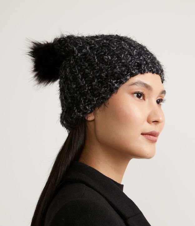 Gorro de Punto Mezclado con Pompón
