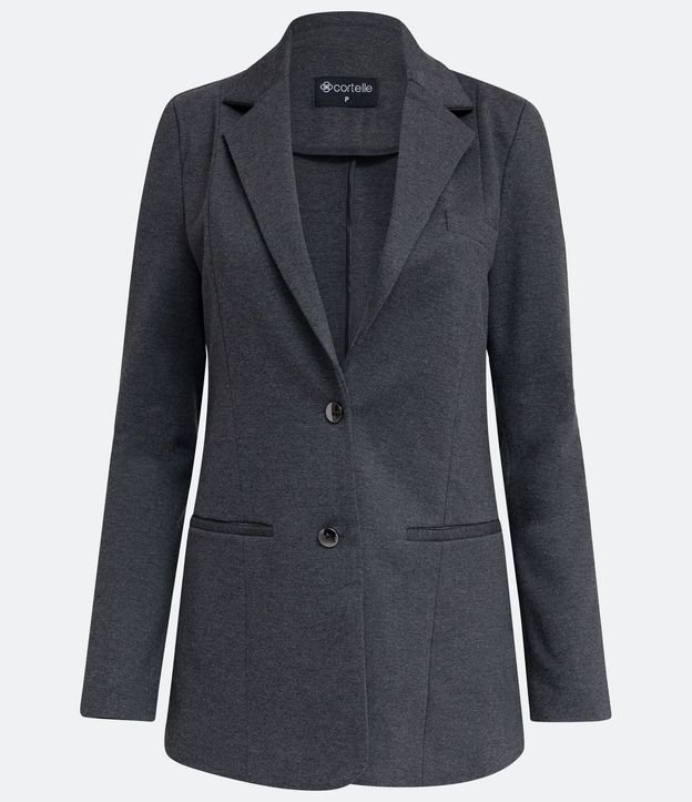 Blazer Slim Alargado en Punto Roma con Bolsillos Embutidos 13