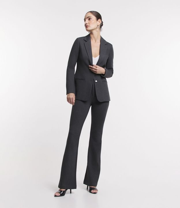 Blazer Slim Alargado en Punto Roma con Bolsillos Embutidos 3