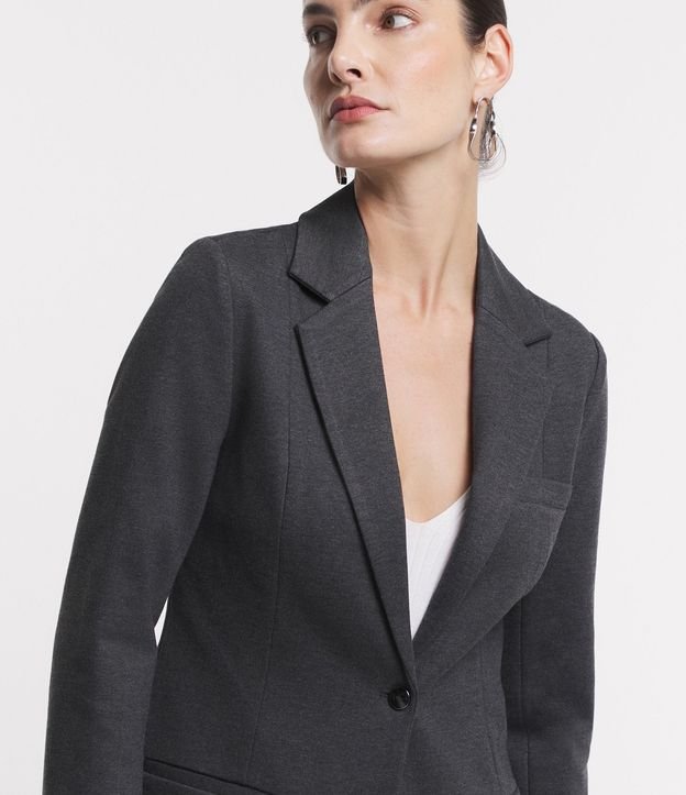 Blazer Slim Alargado en Punto Roma con Bolsillos Embutidos 10