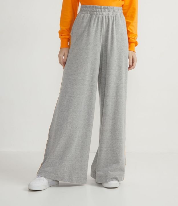 Pantalón Pantalona en Algodón con Rayas Laterales