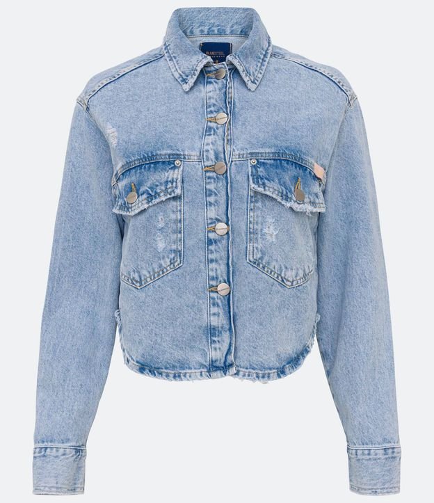 Camisa Cropped Jeans con Desgastes 5