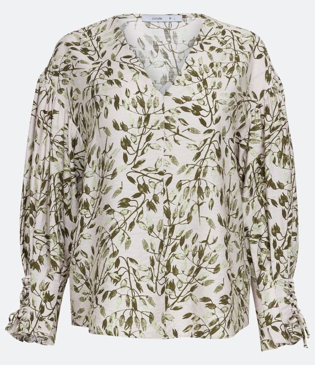 Blusa Amplia en Crepé con Estampado de Follajes 7