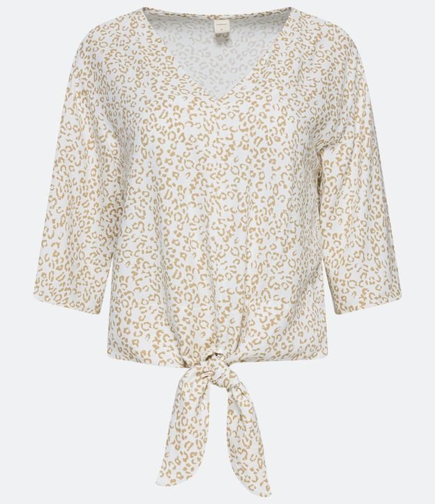 Blusa en Viscosa con Estampado Animal Print Jaguar y Amarre en la Barra 6