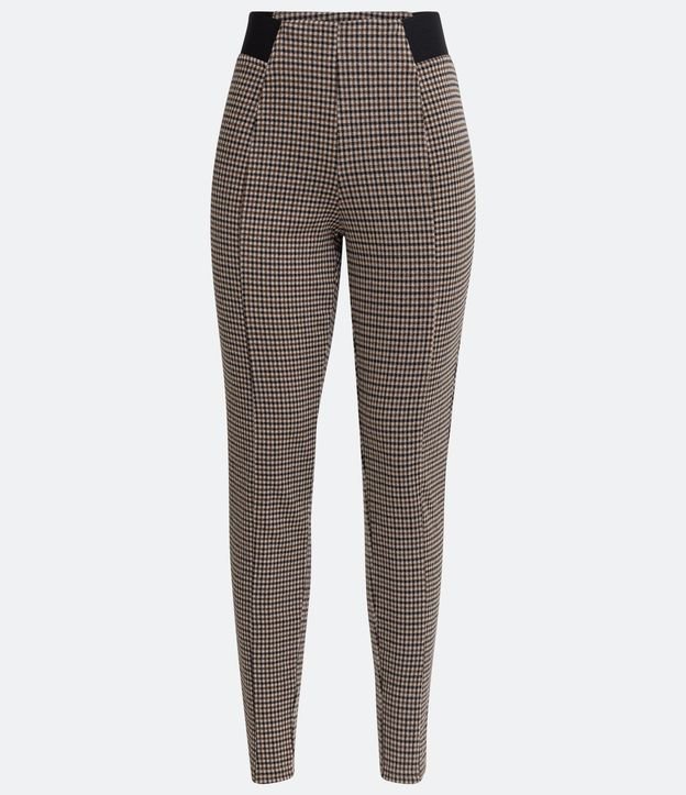 Pantalón Legging con Estampado de cuadros y Elástico Contrastante 8