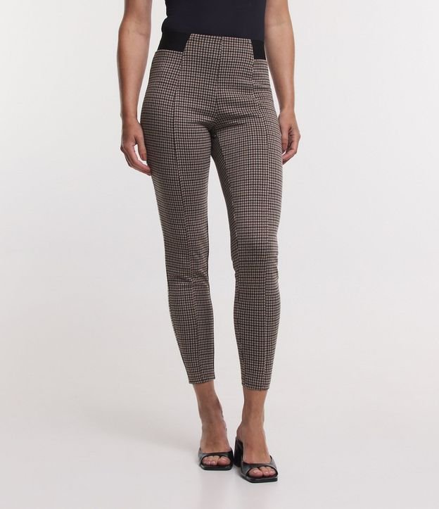 Pantalón Legging con Estampado de cuadros y Elástico Contrastante 4
