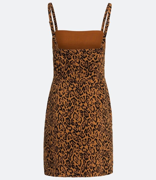 Vestido Corto Sastrería en Hilo Tinto con Animal Print Jaguar 8