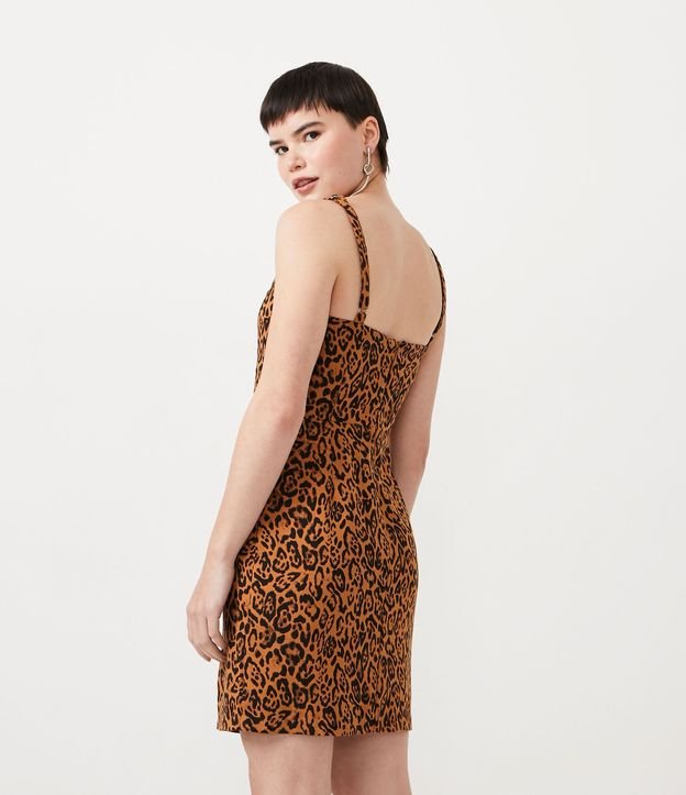 Vestido Corto Sastrería en Hilo Tinto con Animal Print Jaguar 3