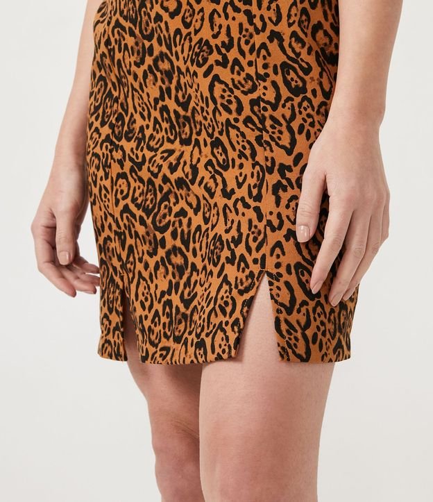 Vestido Corto Sastrería en Hilo Tinto con Animal Print Jaguar 4