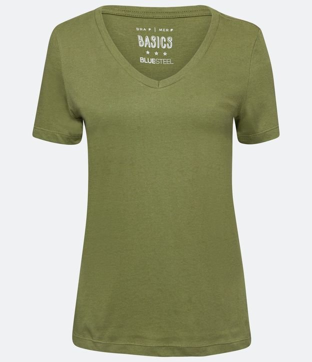 Remera en Algodón con Cuello V y Manga corta 4