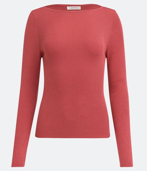 Blusa de Punto Acanalado con Cuello Barco y Mangas Largas 6