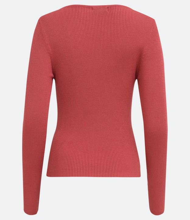 Blusa de Punto Acanalado con Cuello Barco y Mangas Largas 7