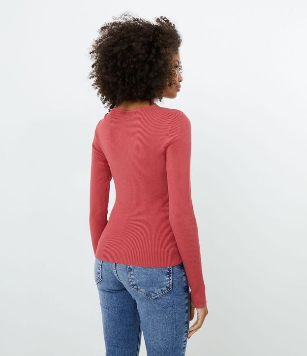 Blusa de Punto Acanalado con Cuello Barco y Mangas Largas 4
