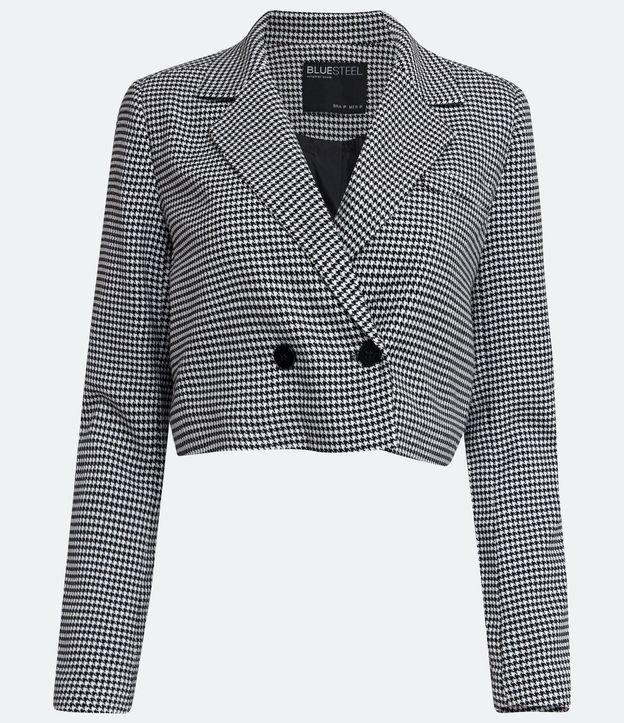 Blazer Cropped Sastrería con Estampado Pied-de-Poule 7