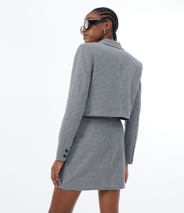 Blazer Cropped Sastrería con Estampado Pied-de-Poule 2