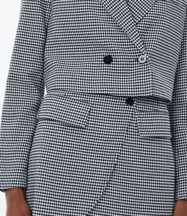 Blazer Cropped Sastrería con Estampado Pied-de-Poule 4