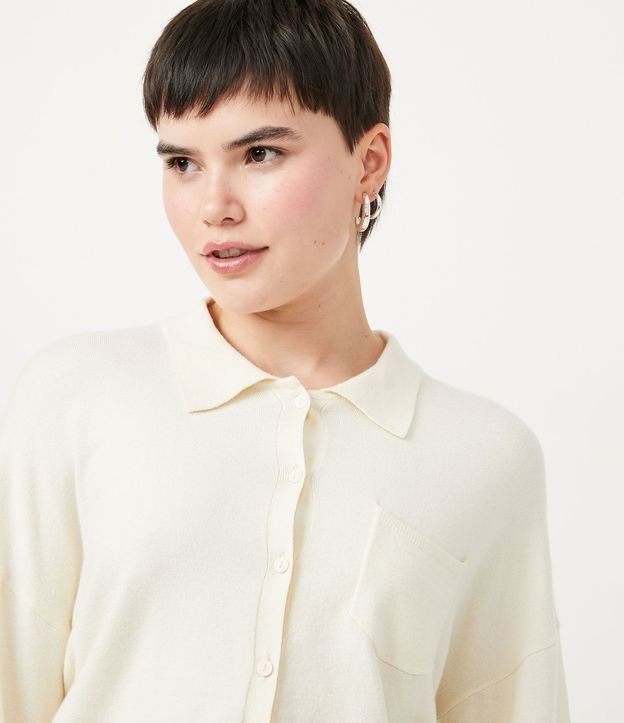 Cardigan de Punto con Bolsillo y Manga Abullonada 4