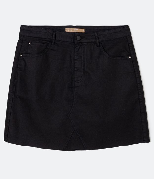Pollera Corta Jeans Resinado con Barra Cortada a Hilo Curve & Plus Size 7