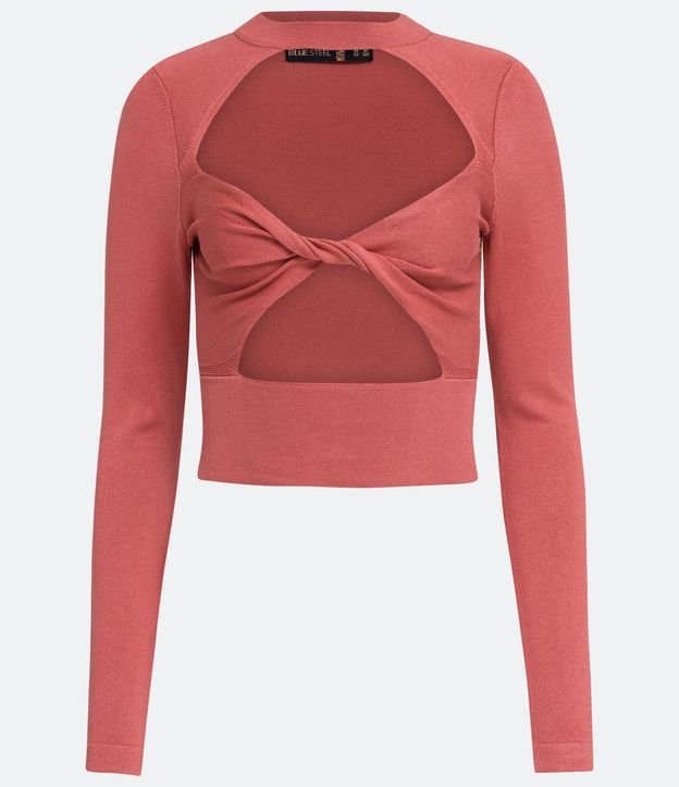 Blusa Corta en Tejido de Punto con Recortes Huecos y Detalle Retorcido 5