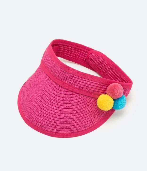 Visera de Paja Infantil con Pompones de Colores
