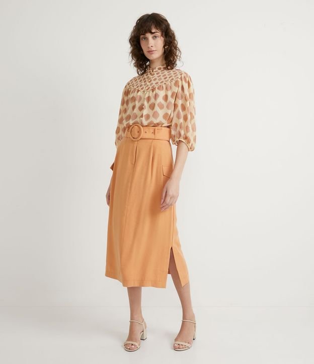 Camisa Manga 3/4 en Chiffon con Estampado Lunares Irregulares 5